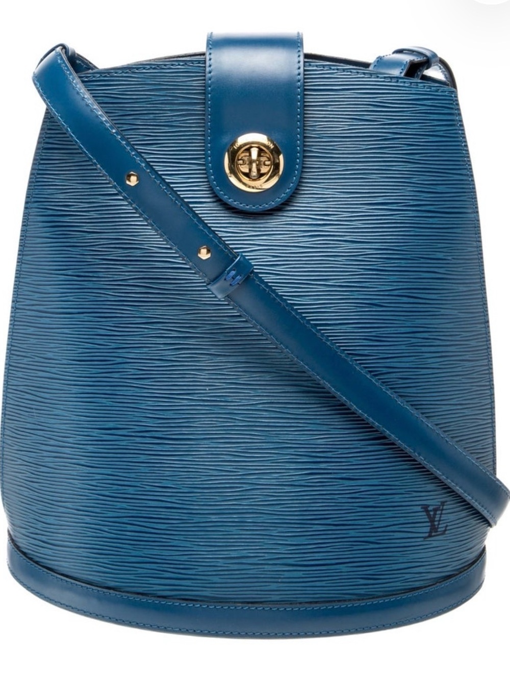 Louis Vuitton Blue Epi Leather Crossbody Bucket Bag